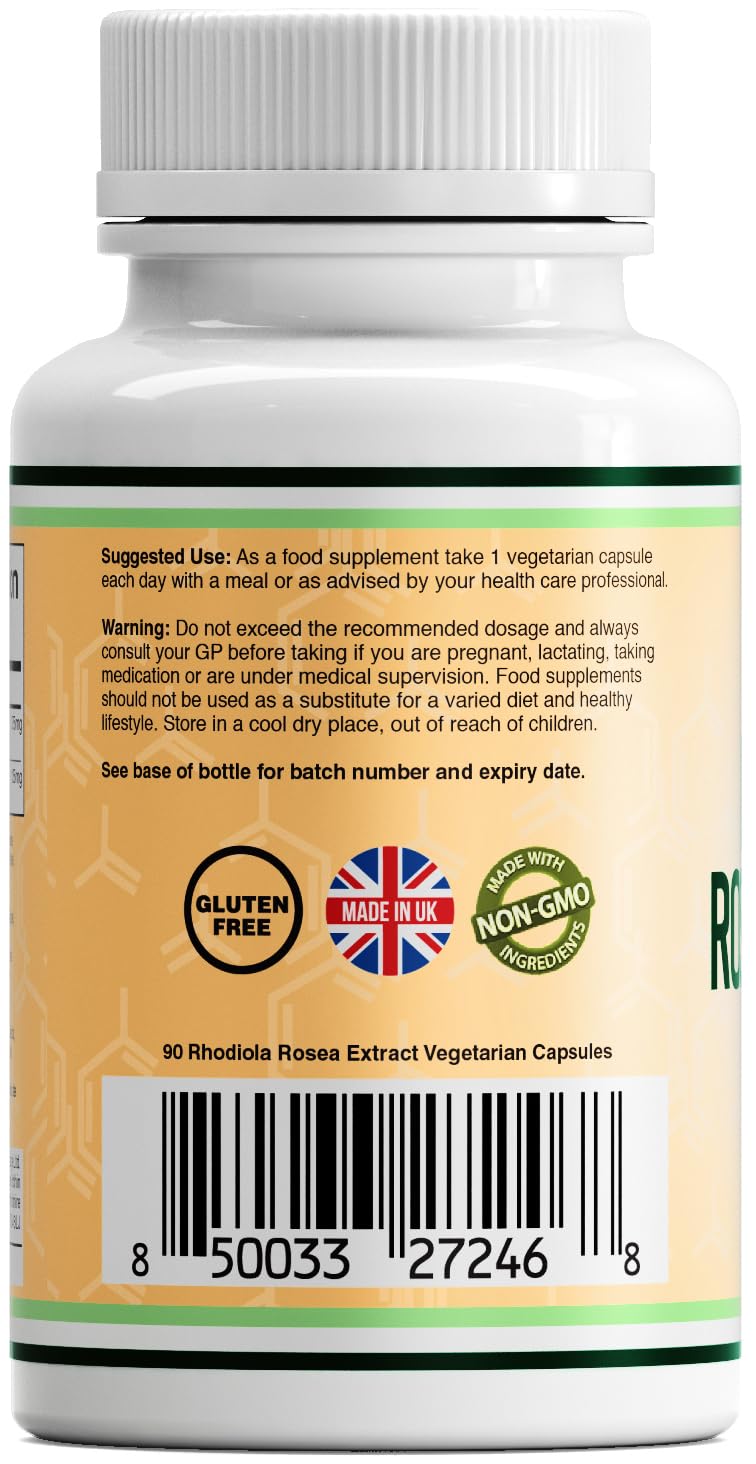 [Australia] - DW Rhodiola Rosea | 90 Rhodiola Rosea Complex - 500mg Rhodiola-Rosea per Serving | High Strength Rosea Supplement | Non-GMO, Gluten Free | Manufactured in The UK 90 count (Pack of 1) 