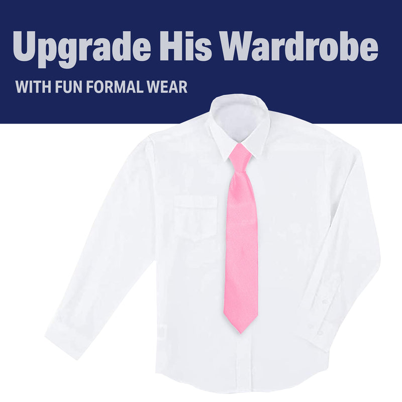 [Australia] - Ties For Boys - Zipper Pre-Tied Woven Boys Tie: Neckties For Kids Wedding Graduation School Uniforms 11 Inches (Ages 2-5) Carnation Pink 