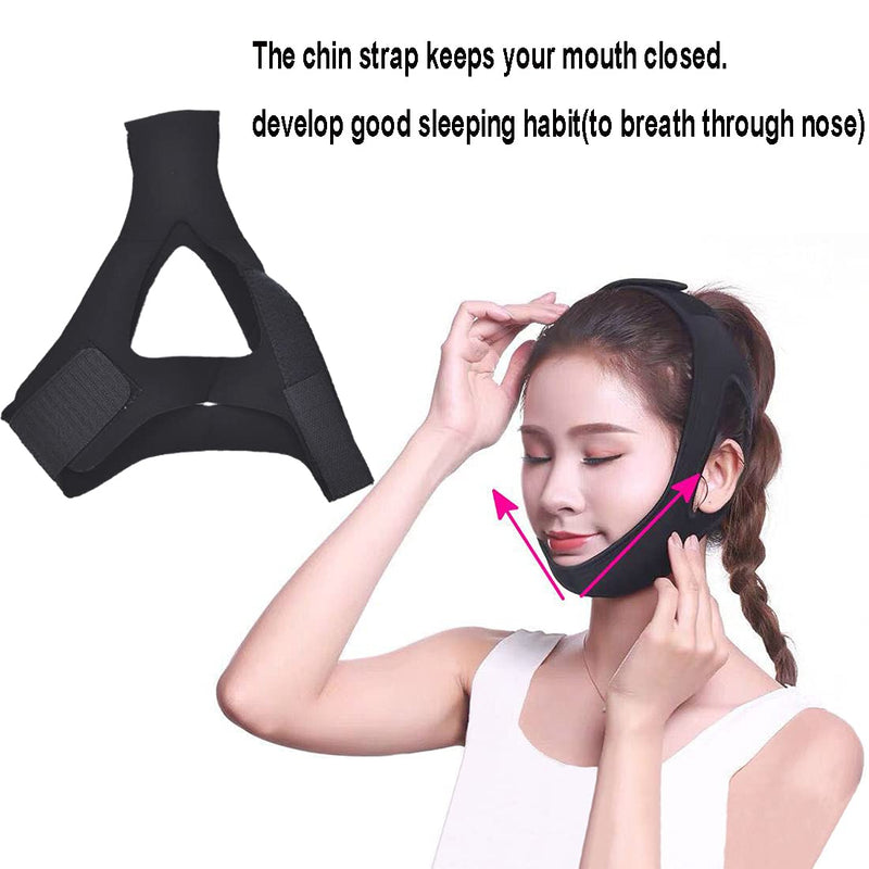 [Australia] - IBLUELOVER Anti Snoring Chin Strap,Stop Snore Chin Strap Snore Stopper,Professional Breathable Anti Snore Devices Adjustable Snoring Solution Belt Stop Snoring Aid for Men Women CPAP Users Black 
