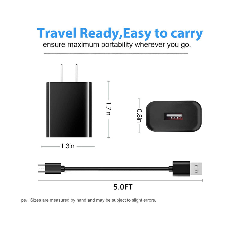 [Australia] - Fast Wall Charger and 5ft Micro USB Charging Cable Cord Compatible for Square Contactless and Chip Reader (Black) 