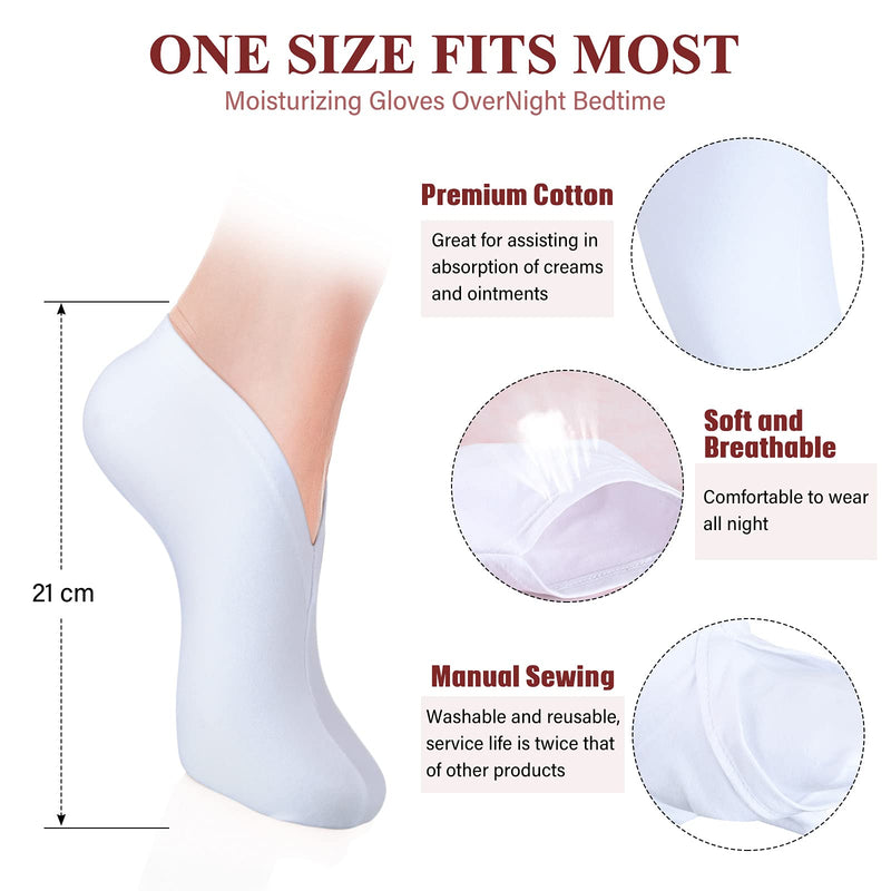 [Australia] - 10 Pairs Moisturizing Socks Overnight, Spa Socks for Dry Feet, Cotton Moisture Enhancing Socks, Cosmetic Moisturizing Socks for Women and Men, White 