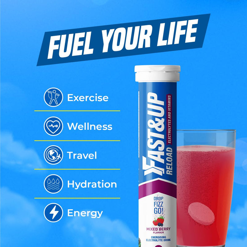 [Australia] - Fast&Up Reload – Instant Hydration and Electrolytes Replenishment - 20 Effervescent Tablets (Mixed Berry) Mixed Berry 20 Count (Pack of 1) 