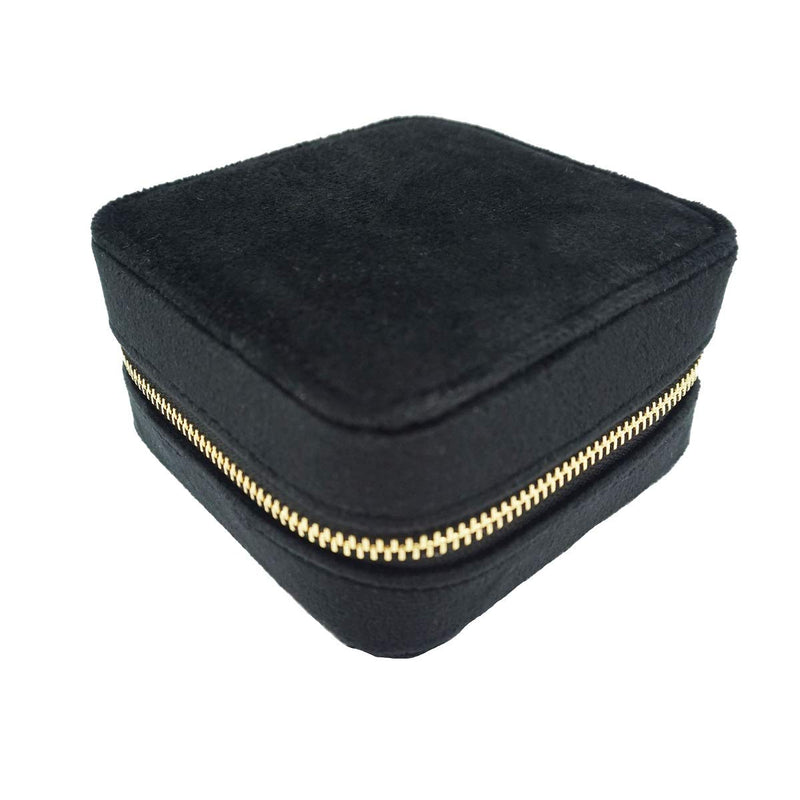[Australia] - RC Small Velvet Jewelry Box Organizer Display Case for Women Travel Storage (Black) Black 