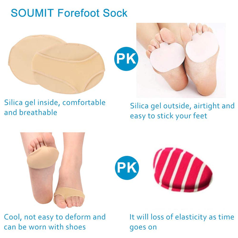 [Australia] - SOUMIT Metatarsal Pads - Soft Silicone Gel Foot Thongs, Forefoot Cushion Pads for Pain Relieve and Discomfort Sore Feet (EU40-45/ UK7-10.5) L UK7-10.5 Footpads 