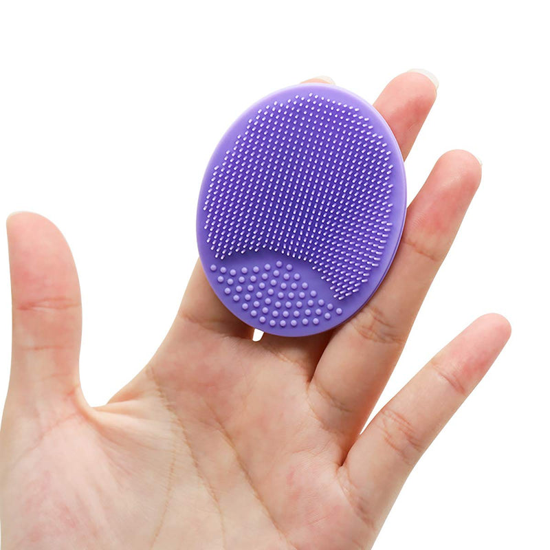 [Australia] - Face Scrubber,Soft Silicone Facial Cleansing Brush Wash Sponge Massage Pore Blackhead Removing Exfoliating Scrub for Sensitive Greasy Dry and All Kinds of Skin (Pink+Purple) Pink+Purple 