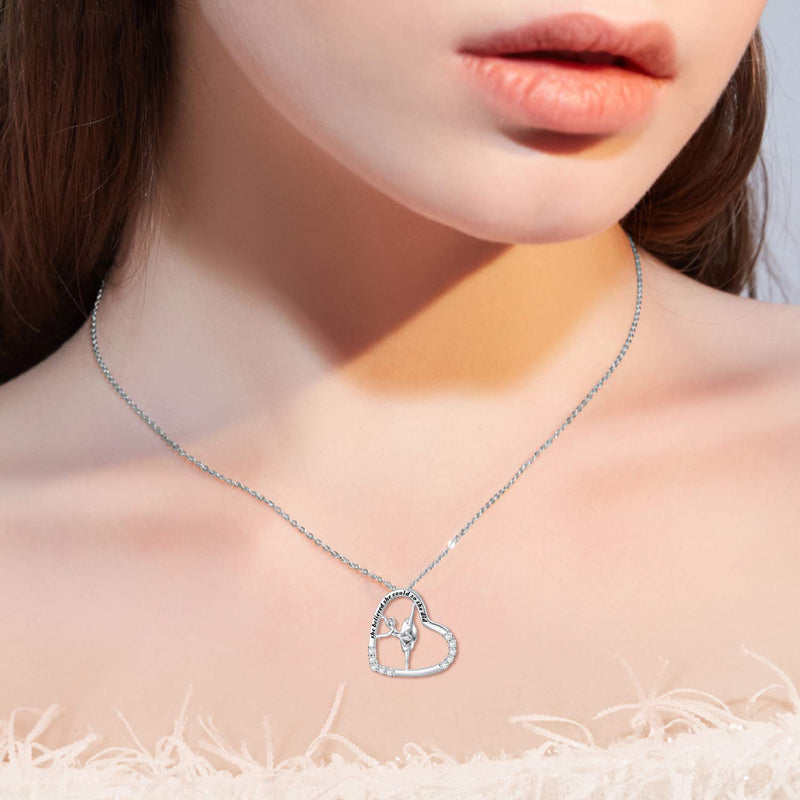 [Australia] - Ballerina Necklace 925 Sterling Silver Heart Necklace Ballerina Dancer Gymnasts Ballet Dance Pendant Necklace Dance Jewelry Gifts for Women Teenage style 2 