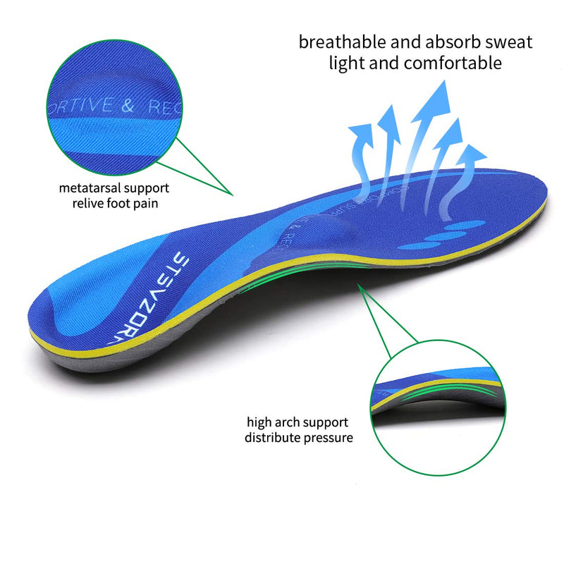 [Australia] - Orthotic Shoe Insoles Original with Arch Support Unisex- Relieve Metatarsal, Arch and Heel Pain(Size:UK-10,Length:11.42",Navy Blue) UK-10-29CM--11.42" Blue 01 