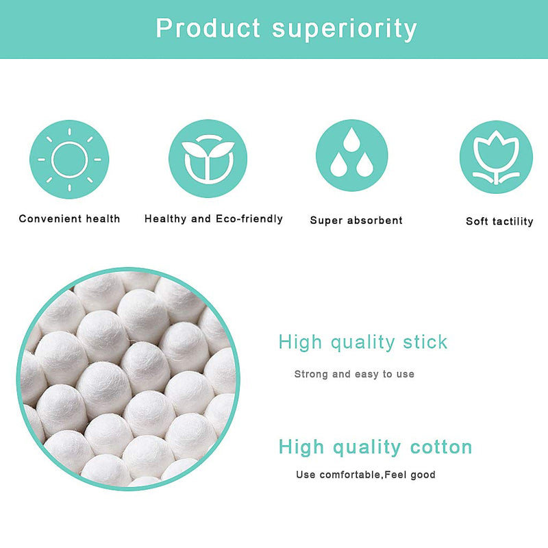 [Australia] - SWKJ 2 Packs Set(200 PCS) Bamboo Cotton Buds Eco-Friendly Cotton Ear Buds Swabs with Bamboo Handle Recyclable and Biodegradable Cotton Swabs for Makeup Cleaning Ear Cleaning and Wound Cleaning 