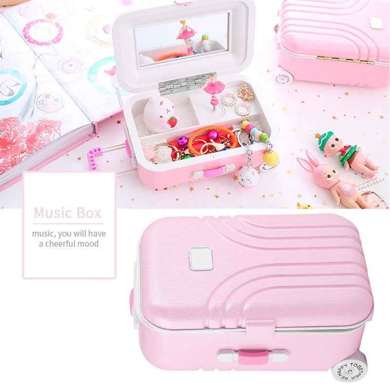 [Australia] - Aukson Girl Cute Pink Suitcase Model Mini Music Box Jewelry Case Craft Gift Kid Toys 