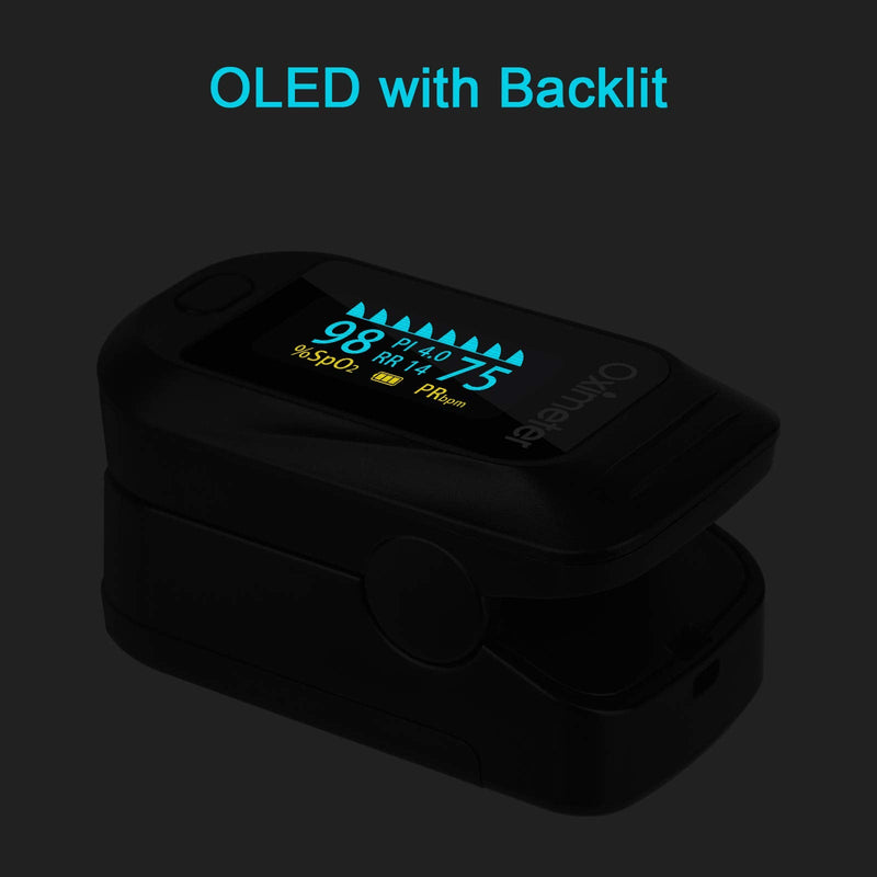 [Australia] - Tomorotec Fingertip Pulse Oximeter Accurate Blood Oxygen Saturation Level (SpO2), Perfusion Index (PI), Pulse Rate (PR), Respiratory Rate (RR) Monitor with Lanyard [Sports & Aviation Use Only] (Black) Black 