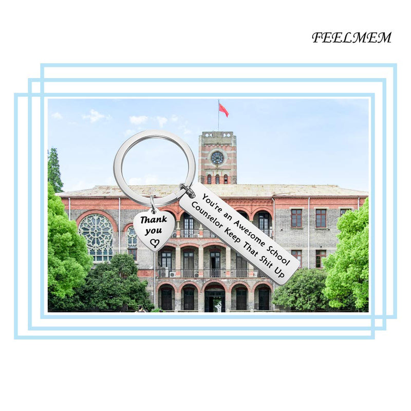 [Australia] - FEELMEM School Counselor Gift School Counselor Keychain Guidance Counselor Gift Advisor Gift You're an Awesome School Counselor Keep That Shit Up Appreciation Gift Thank You Gift silver 