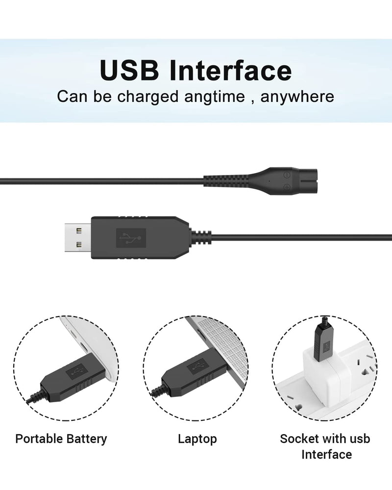 [Australia] - Newding 4.3V A00390 Charger for Philips One Blade QP2520, QP2620, BT3206, BT3208, BT405, MG3730, MG3720, MG5720, MG5730, USB Charging Cable for Philips Norelco, 1.5m Shaver Power Cord with Light 4.3v Cable 