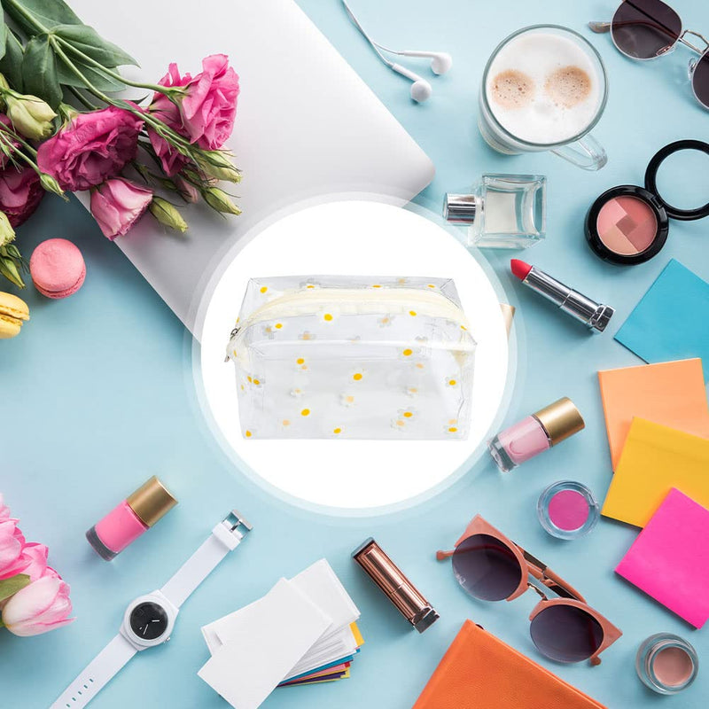 [Australia] - Clear Cosmetic Bags, 2Pcs Clear Cute PVC Fruit Makeup Bag Cute Travel Wash Cosmetic Pouch for Women Girls(Daisy + Love) Daisy+Love 