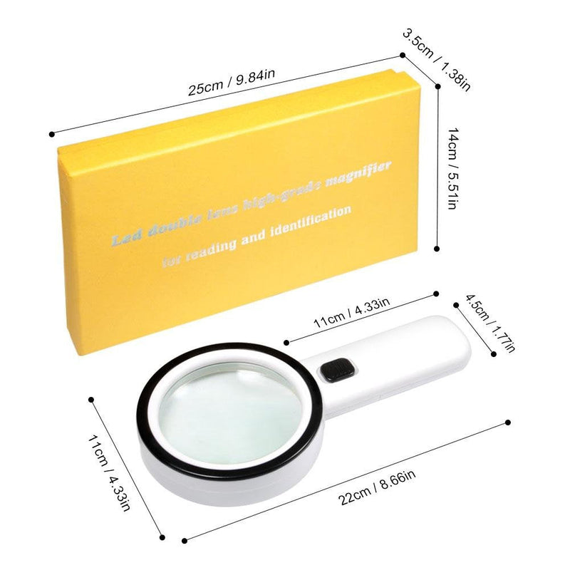 [Australia] - 10 x Professional 12 Pocket Magnifier LED Light Magnifying Glass 90 mm Eclairante Front Lens Magnification Jeweller Reading to Children Elderly Jewelry Watch 