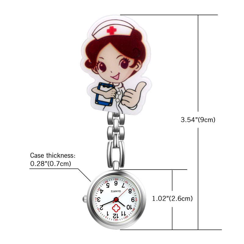 [Australia] - Women Ladies Nurse Watch Cute Cartoon Clip-on Lapel Hanging Pendant Doctor Clinic Staff Tunic Stethoscope Badge Quartz Fob Watch pack of 5 