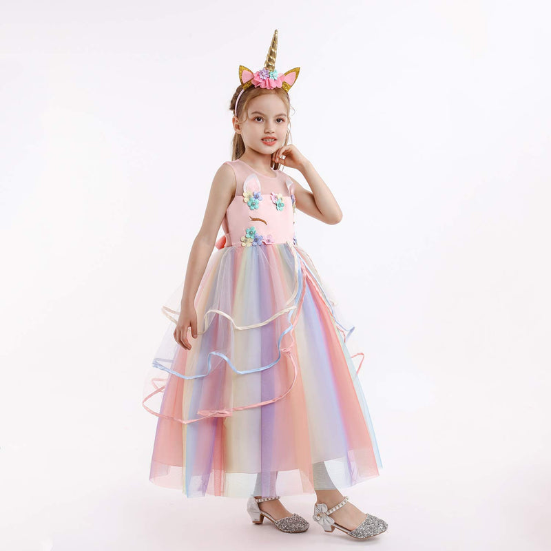 [Australia] - YOJOJOCO Princess Unicorn Dress Up for Little Girls Birthday Dresses Party Unicorn Costumes 3T - 4T Pink 