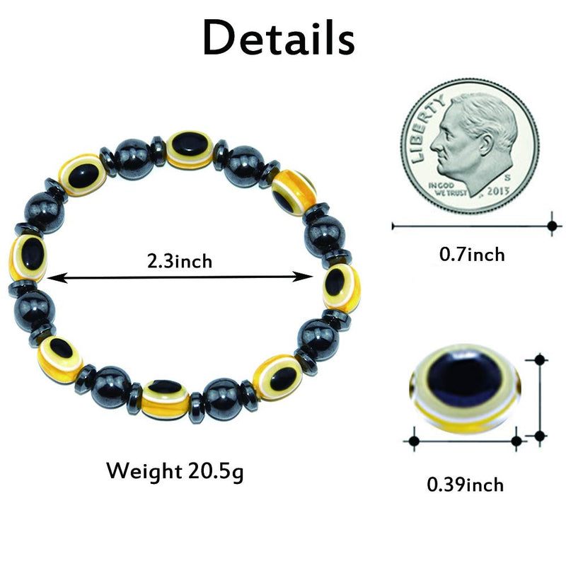 [Australia] - XIMEO 3PCS Hematite Magnetic Therapy Bracelets - Tiger Eye Stone, Black Obsidian, Evil Eye Bracelet Stress Relief and Anxiety Bracelet, Healing Crystal Bracelet for Men Women A Tiger eye 