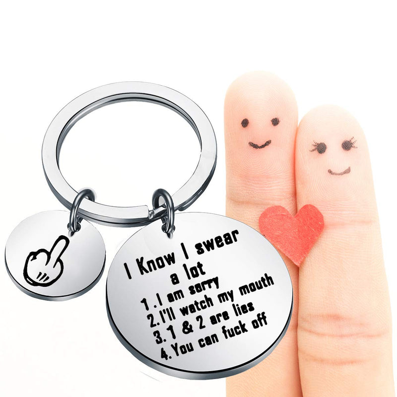 [Australia] - ENSIANTH Funny Sarcastic Gift I Know I Swear A lot I Am Very Sorry I'll Try to Be Good Keychain Rude Gift Best Friend Birthday Gift 