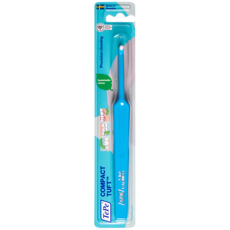 [Australia] - TEPE Compact Single Tuft Brush for Precision Cleaning of Difficult Areas, Such as Braces, Gum line and implants - 1 x TEPE Compact Brush (Pack of 2) 1 count (Pack of 2) 