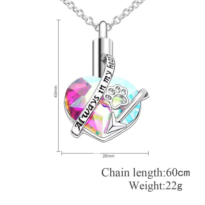 [Australia] - MEMORIALU Always in my Heart Urn Necklaces for Ashes Cremation Keepsake Memorial Pendant Necklace Jewelry Paw 