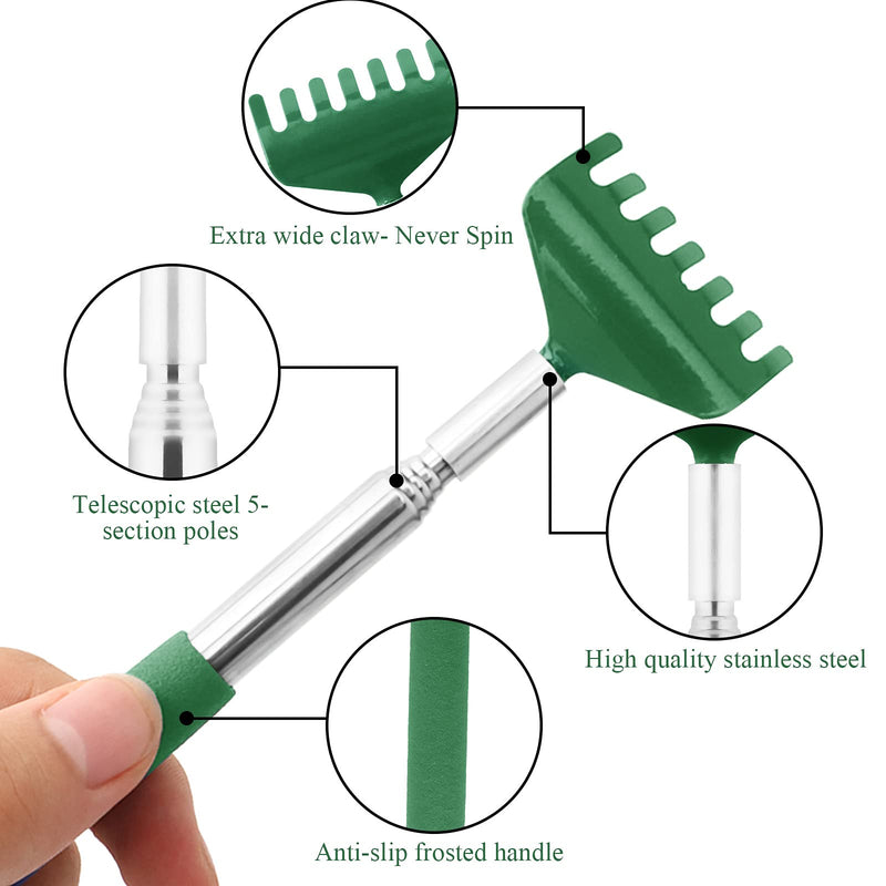 [Australia] - PHINGEER Back Scratchers, Portable Extendable Back Scratcher, Back Massager Metal with Telescopic Handle for Head Back Legs and Other Tickling Massage (Dark Green) 
