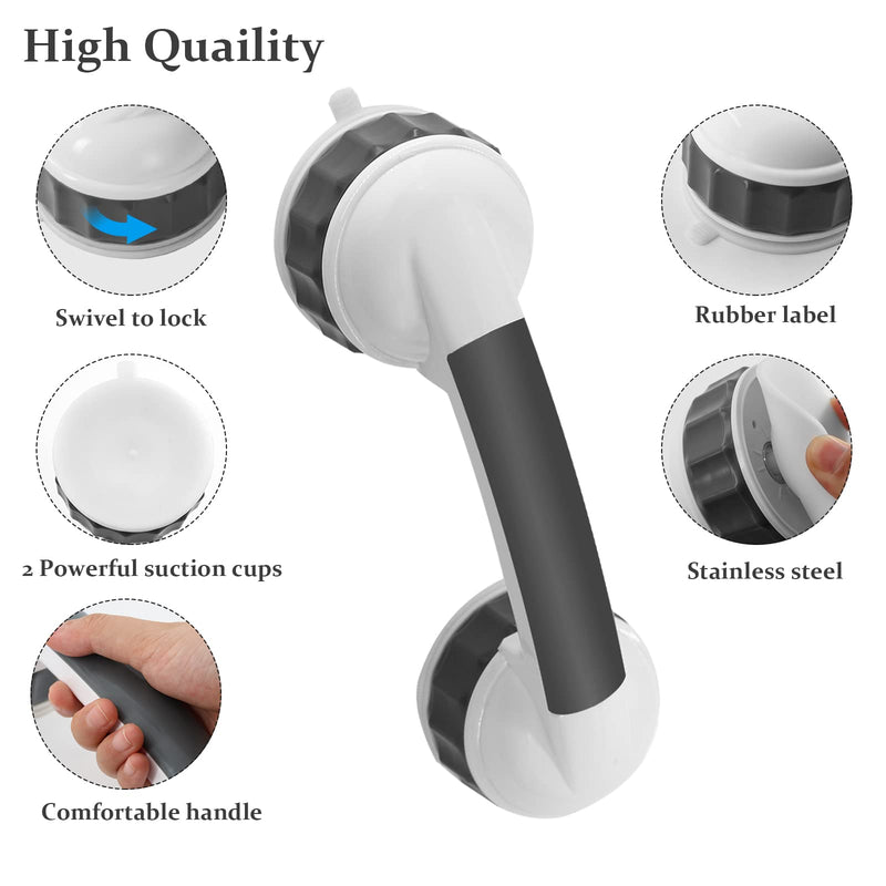 [Australia] - Newthinking Suction Grab Rails for Bathroom, Portable Shower Suction Handle with Rotary Lock, Powerful Suction Grab Rails for Bath Bathtub and Glass Door 