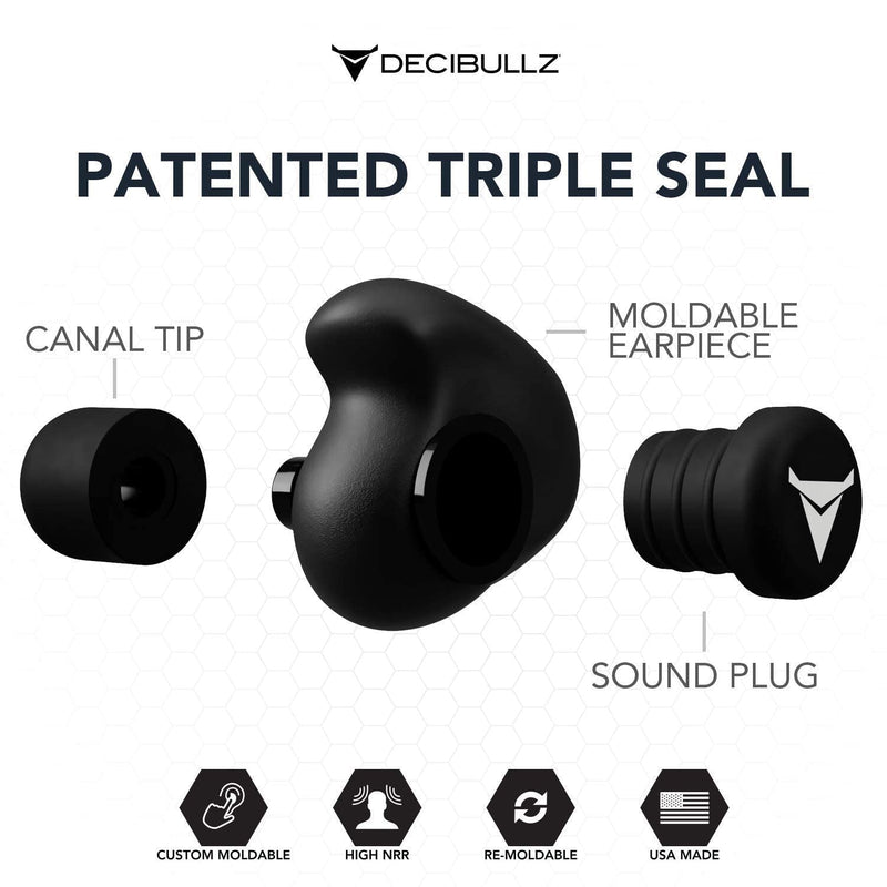 [Australia] - Decibullz Custom Molded Earplugs Pro Pack (Black,) 