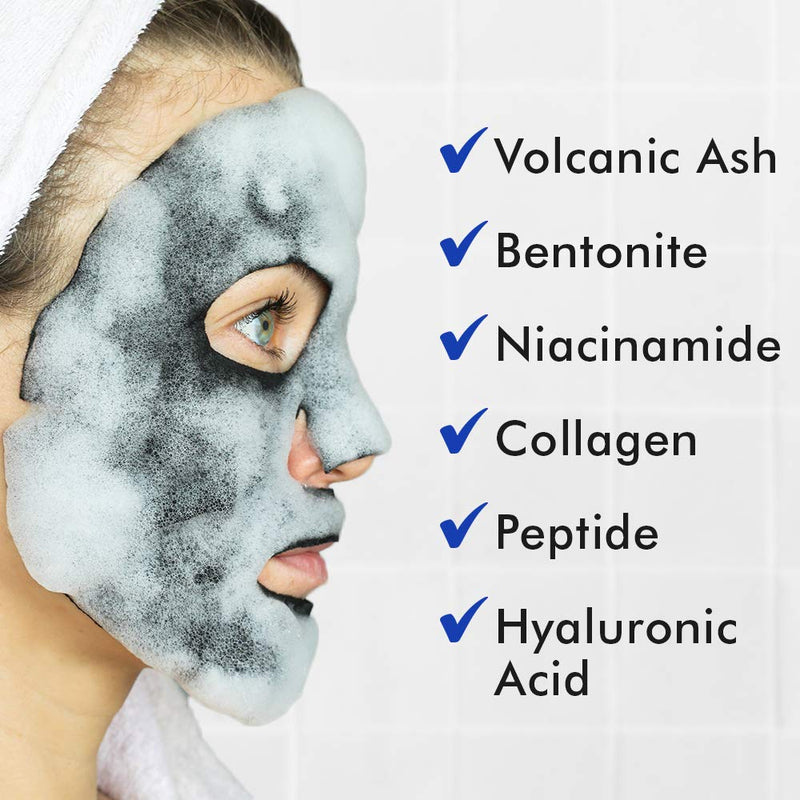 [Australia] - Ebanel 10 Pack Carbonated Bubble Clay Mask, Deep Cleansing Face Mask for Acne and Pores, Detox Volcanic Ash and Bentonite Clay Mask with Collagen Peptides, Vitamin C, Hyaluronic Acid, Niacinamide 