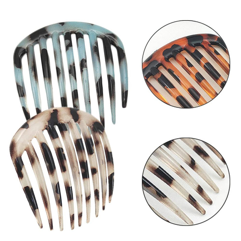 [Australia] - IYBQIU 5 Pcs French Twist Comb Retro Celluloid Hair Comb 9 Teeth Non Slip Comb Clips Hair Styling Accessories for Women and Girls, Multicolour 