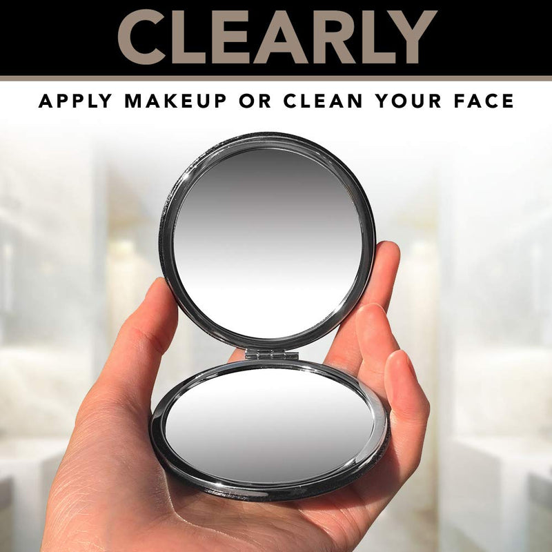[Australia] - Compact Travel Makeup Magnifying Mirror - BelleJiu Small portable folding Mirror with Handheld and Easy to carry Black 