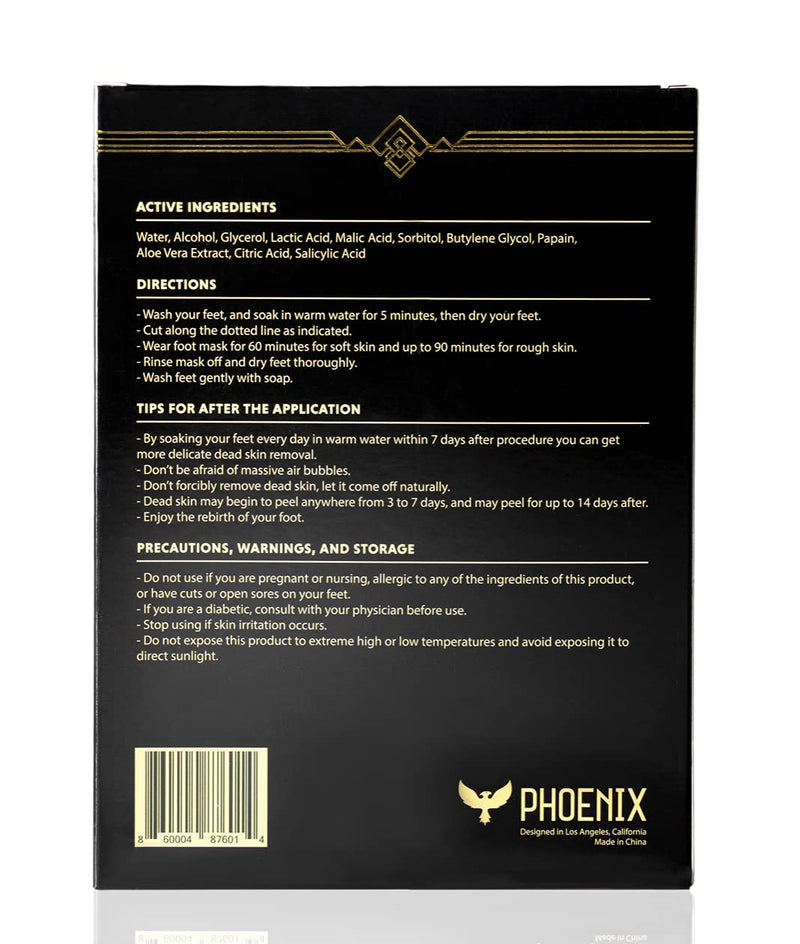 [Australia] - Phoenix Foot Peel for Men - Large - Extra Strength - Exfoliating Dry Feet Treatment - 2 Pack - Callus Remover - Unscented - Paraben and Fragrance Free - 