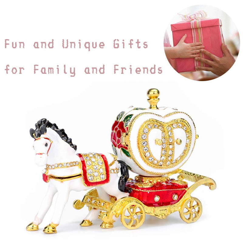 [Australia] - Furuida Love Heart Carriage Jewelry Trinket Box with Hinged Enameled Crystal Ornaments Gift for Home Decor 