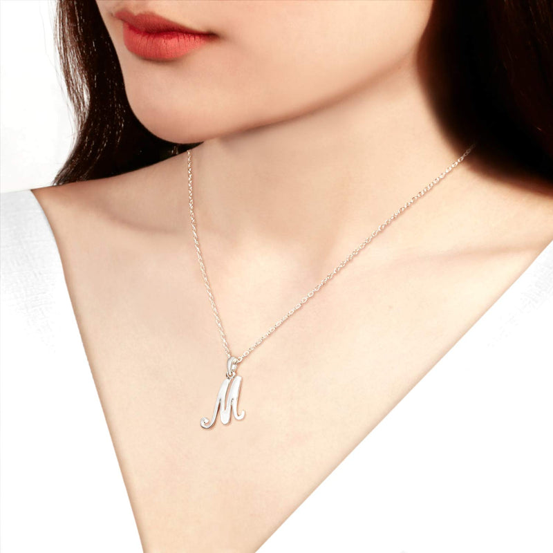 [Australia] - Sea of Ice Sterling Silver Initial Alphabet Letters Pendant Necklace from A-Z, 18 inch Letter - M sterling-silver 