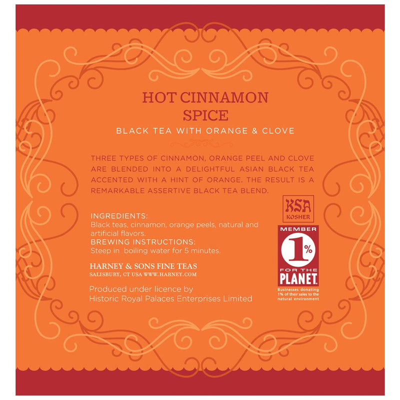 [Australia] - Harney & Sons Hot Cinnamon Spice Tea Tin - Black Tea with Orange & Sweet Clove - 2.67 Ounces, 30 Sachets 30 Count (Pack of 1) 
