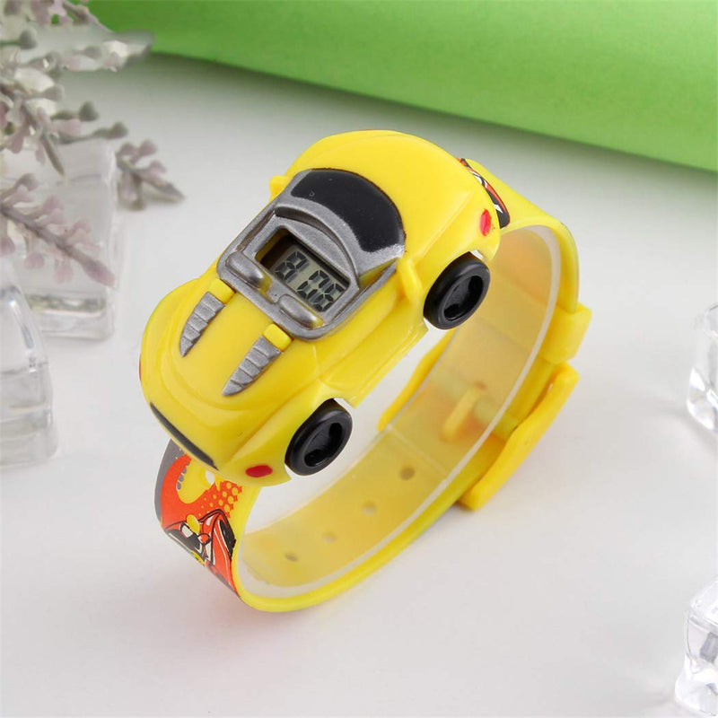 [Australia] - FeiWen Children's Outdoor Sports Watch for Boy Plastic Case and Rubber Band LED Electronic Digital Cartoon Wrist Watches Yellow 