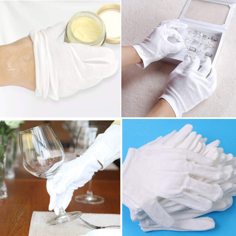 [Australia] - White Cotton Gloves Large for Overnight Moisturising Dry Hand Eczema Women and Men Bedtime Sleep Gloves 10 Pairs L (Pack of 20) 