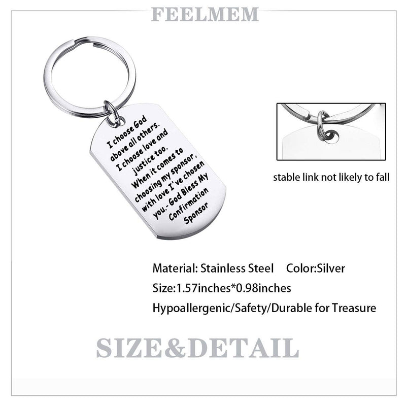 [Australia] - FEELMEM Confirmation Sponsor Gift Sponsor Keychain Sponsor Thank You Keychain Baptism Confirmation Sponsor Proposal Gift for Godparents Godmother Catholic Mentor Gift silver 