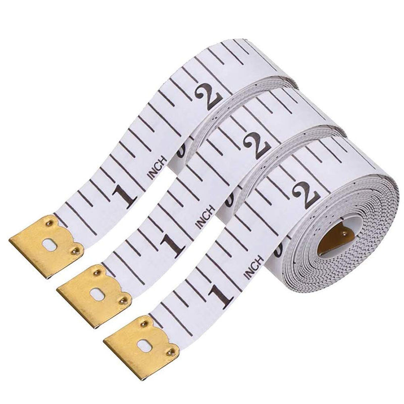 [Australia] - Dual Sided Body Measuring Ruler Sewing Cloth Tailor Tape Soft Tape for Measure Chest/Waist Circumference, 60inch/150cm White, Font Black 3PCS 