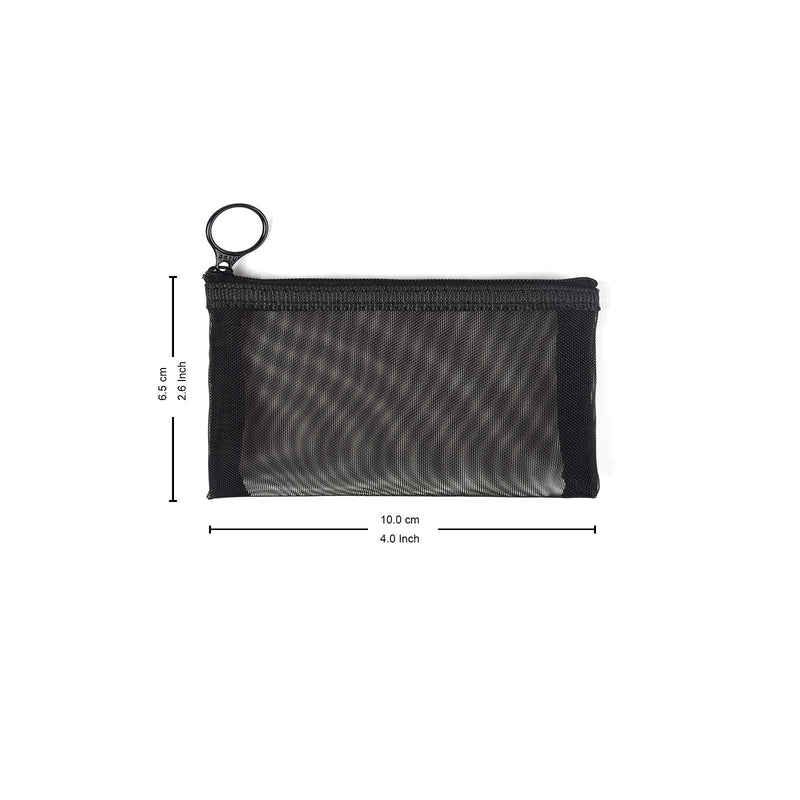 [Australia] - Patu Mini Zipper Mesh Bags, 3" x 4", Size XS / A8, 5 Pieces, Keychain Pouch Key Holder, Coin Purse, Clear Travel Kit Small Item Cosmetic Organizer, Black XS (5 pcs) 