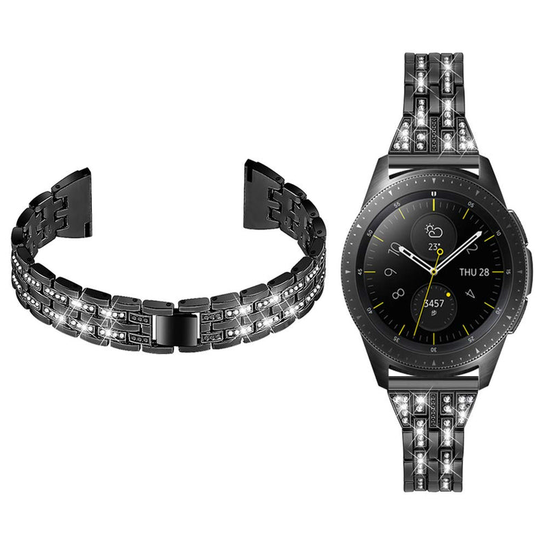 [Australia] - Joyozy Women Girls Stylish Band for Samsung Galaxy Watch (42mm)/Galaxy Watch3(41mm)/Active/2(40mm)/(44mm)/Ticwatch 2, Stainless Steel 20mm Jewelry Watch Band Wrist Strap Rhinestones Bracelet（Black） Black 