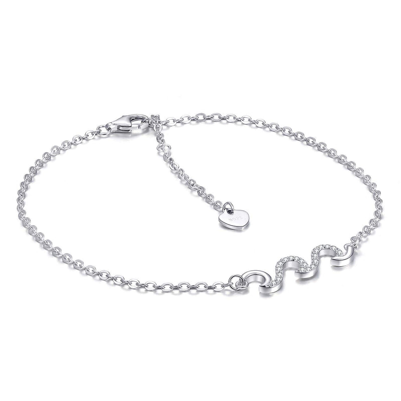 [Australia] - YZSFMZGE Ocean Beach Wave Bracelet/Anklet for Women 925 Sterling Silver Adjustable Sea Bracelet/Ankle Bracelet Anklet(Large Bracelet) 
