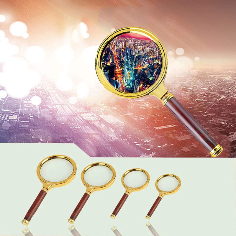[Australia] - Qirc Handheld Magnifier, Wooden Handle 10X Magnifier for Home Study, Reading, Antique Magnifier (90mm Diameter - Black) 90mm Diameter-black 