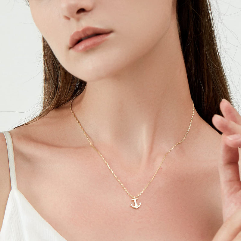 [Australia] - Dainty Necklaces For Teen Girls With Anchor Design Gold Necklaces For Women Cute Pendant Chain Necklace Boho Adjustable Love Necklaces Gifts For Girls Birthday Trendy Jewelry Summer 