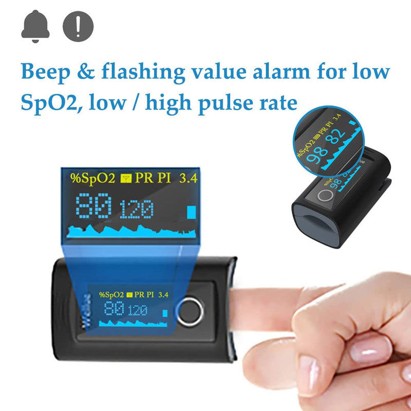 [Australia] - ViATOM Pulse Oximeter Approved UK Bulit-in Storage,Blood Oxygen Monitor Finger Adult for Heart Rate and SpO2 with Alarm, Batteries, Carry Bag & Lanyard 