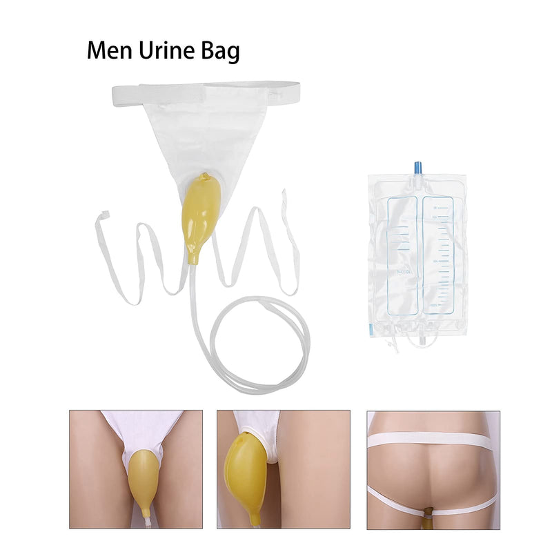 [Australia] - Male Urinal Pee Holder, Reusable Portable Urine Bag Collector 1000ml Men Urinal Male Urination Device Funnel Urine Bag with Spill Proof Collection Bag 