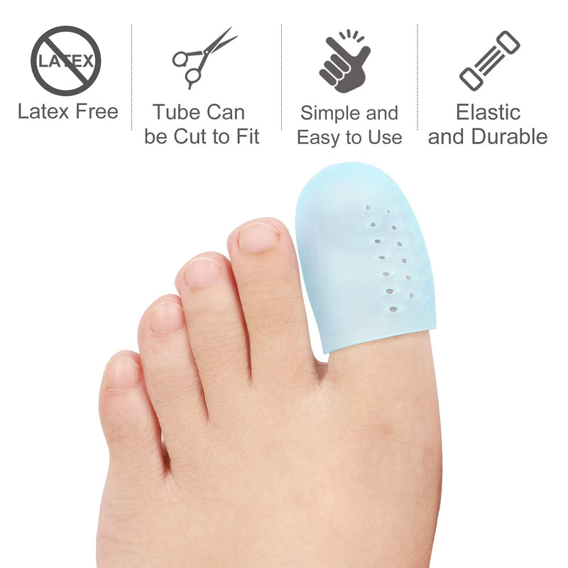 [Australia] - Povihome 14 Pack Upgrade Gel Toe Protector Silicone Toe Caps Toe Sleeve Protectors, Prevent Pain for Corns, Blisters and Ingrown Toenails (2 Pack Large Size + 6 Pack Medium Size + 6 Pack Small Size) Blue Mix 