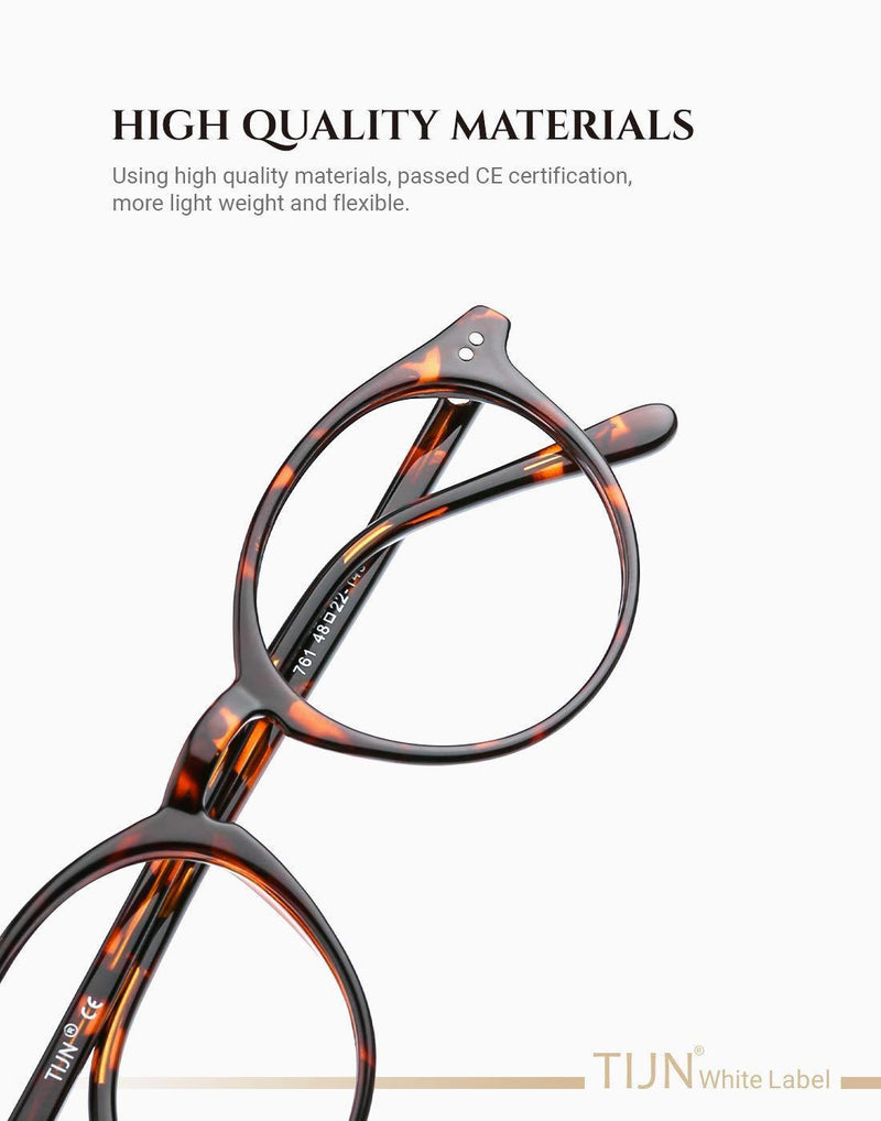 [Australia] - TIJN Jurgen Klopp Round Glasses Non-prescription Eyeglasses Frame Clear Lens for Women and Men 01-tortoise 