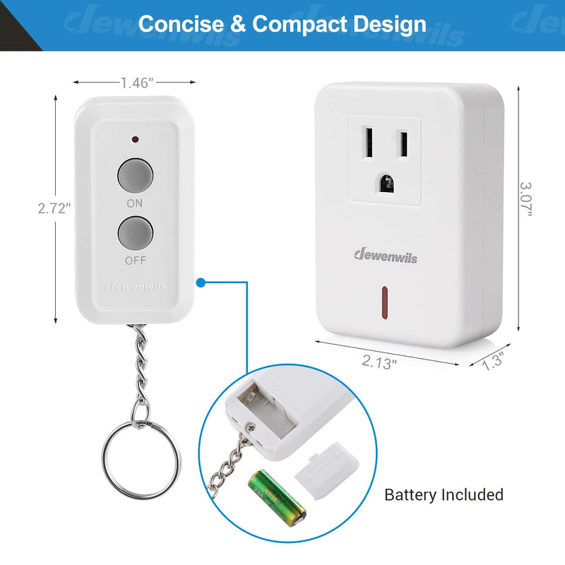 [Australia] - DEWENWILS Indoor Remote Control Outlet, Expandable Remote Light Switch Kit, Wireless On Off Power Switch, 100ft RF Range, Compact Design, White 