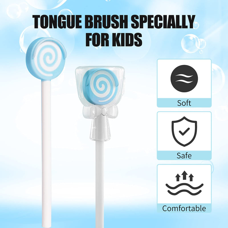 [Australia] - Kids Tongue Cleaner Brush -Lollipop Shape Tongue Scraper for Toddler Children Pink,Sky Blue (2 Packs) 2 Packs 