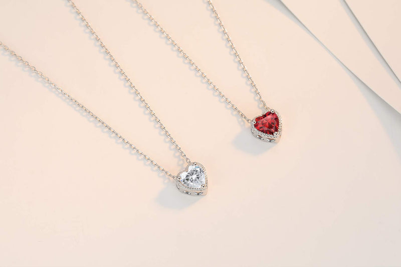 [Australia] - Qings Birthstone Heart Women Necklaces, 925 Sterling Silver Birthstone Pendant Necklace, Adjustable Chain Gift Box, 12 Months Jewellery Valentines Gift for Her Wife Girls Mom Birthday Wedding Apr 